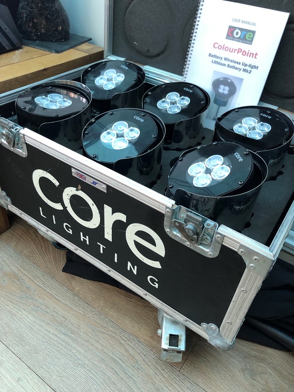 CORE Charging Flightcase with 6 Colourpoint Uplighters - Ex-hire (MJONES)