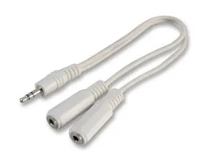 2x Sockets Headphone Splitter, 0.2m White -  PSG02896 (Loc.A3)