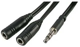 2x Sockets Headphone Splitter, 0.2m Black-  PSG03687 (Loc.A3)