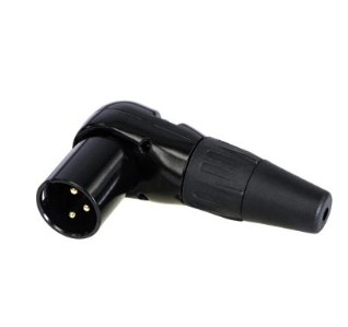 Right Angle / 90 Degree 3 Pole XLR Plug, Black, Silver Plated Contacts - RC3MR-B