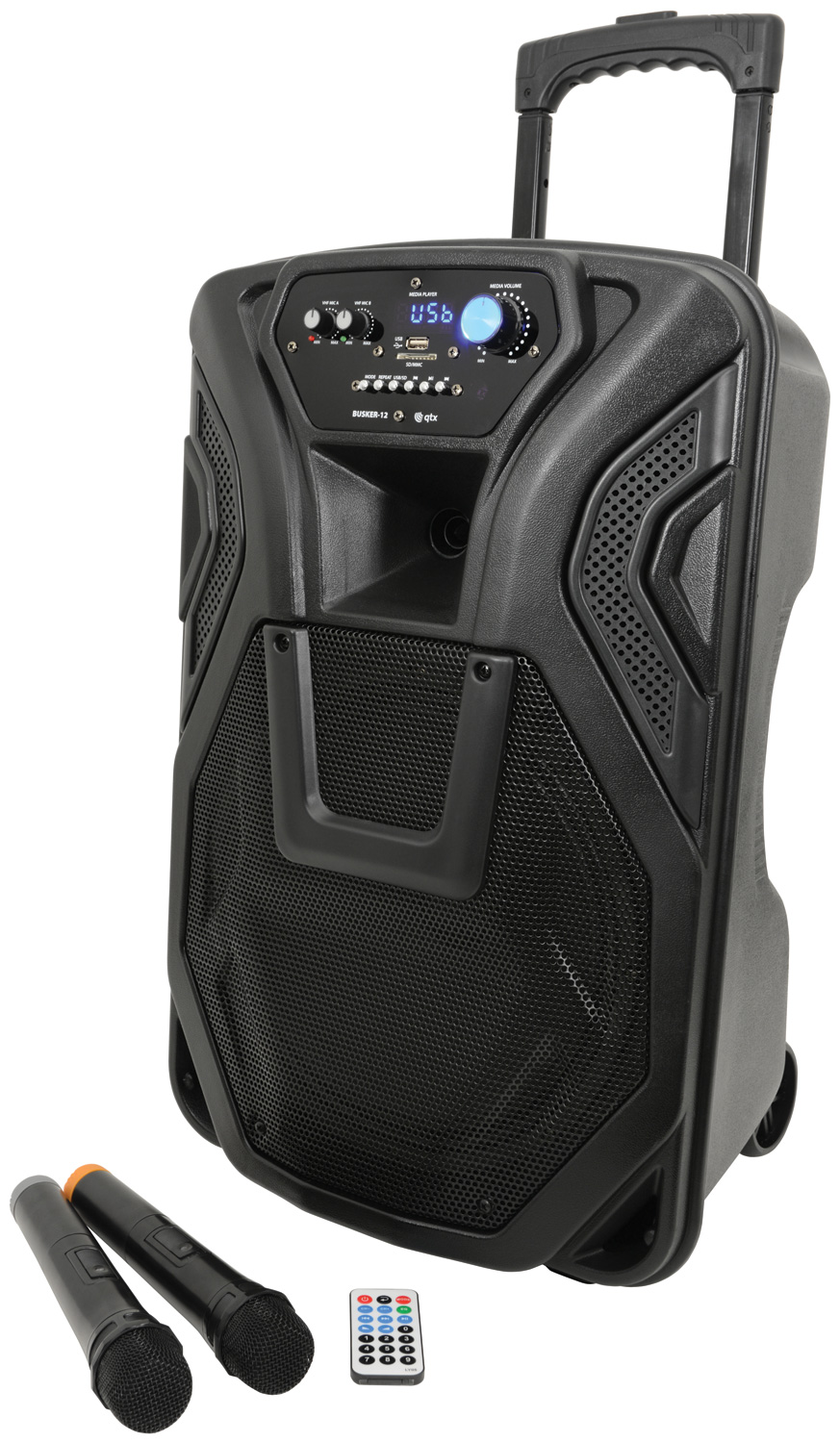 QTX - Busker PA with VHF Mics & Media Player 12