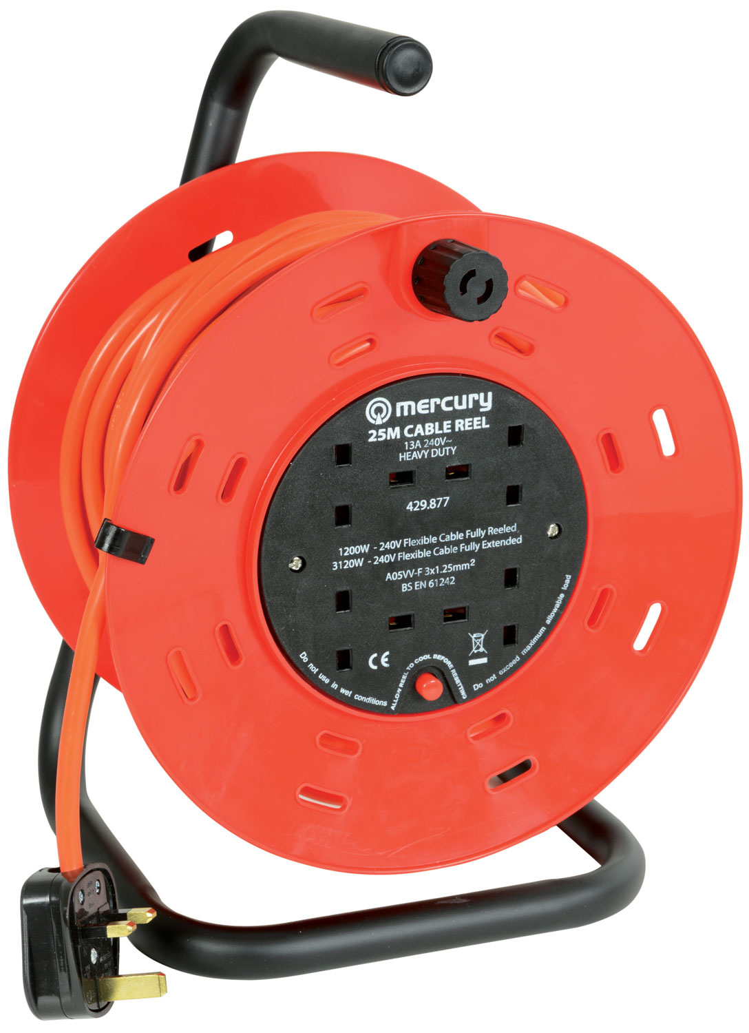 Mercury - 25m 4-Gang Extension Reels with Thermal Cut Out