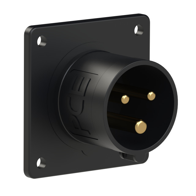 16 Amp Panel Mount Straight Plug BLACK IP44 PCE (613-6x)