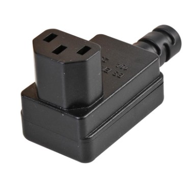 IEC C13 Socket, Right Angled, Black